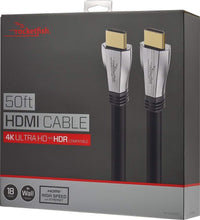 Load image into Gallery viewer, Rocketfish - 50' 4K UltraHD/HDR in-Wall Rated HDMI Cable - Black