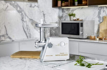 Load image into Gallery viewer, Panasonic Meat Grinder, Electric Heavy Duty with Sausage Stuffer and Kubbe Maker Attachments, Precision Japanese Technology, Multifunctional Tabletop, 1, White