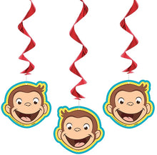 Load image into Gallery viewer, Unique Curious George Hanging Swirl Party Decorations 26", 3 Ct.