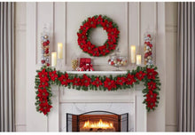 Load image into Gallery viewer, Home Accents Holiday 9 ft. Berry Bliss Battery Operated Pre-Lit LED Artificial Christmas Garland with Poinsettia
