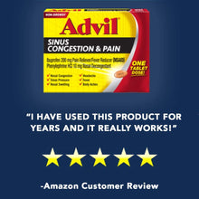 Load image into Gallery viewer, Advil Sinus Congestion &amp; Pain Relief (20 Count Packets), Non-Drowsy, 200mg Ibuprofen Pain Reliever/Fever &amp; Nasal Decongestant, One Tablet Dose