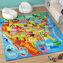 Load image into Gallery viewer, KC CUBS KCP010023-8X10 Playtime Collection USA United States Map Educational Learning &amp; Game Area Rug Carpet for Kids and Children Bedrooms and Playroom (8'2" x 9'10")