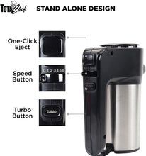 Load image into Gallery viewer, Total Chef TCHM02 6-Speed Hand Mixer, 250 Watts with Turbo Boost, Beaters and Dough Hooks, Stainless Steel, Countertop, Black/Gray