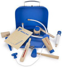 Load image into Gallery viewer, Doctor Kit for Kids Playset (10 pcs) | Dr. Maple&#39;s Wooden Wonders Pretend Play Wood Toy Doctor Kit | Doctor, Nurse &amp; Vet Play Medical Bag for Toddlers | Includes Medicine, Ointment, Tools &amp; Med Chart
