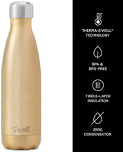 Load image into Gallery viewer, S'well Stainless Steel Water Bottle - 17 Fl Oz - Soft Touch Black - Triple-Layered Vacuum-Insulated Containers Keeps Drinks Cold for 36 Hours and Hot for 18 - BPA-Free - Perfect for the Go
