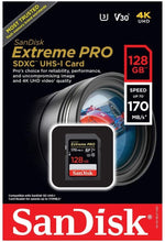 Load image into Gallery viewer, SanDisk 128GB Extreme PRO UHS-I SDXC Memory Card, SDSDXXY-128G-ANCIN