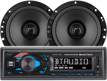 Load image into Gallery viewer, DUAL Bluetooth Mechless Single Din Receiver with Pair of 6.5&quot; Cone Speakers