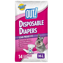 Load image into Gallery viewer, OUT! Pet Care Disposable Female Dog Diapers | Absorbent with Leak Proof Fit | Medium/Large, 14 Count