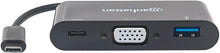Load image into Gallery viewer, Manhattan VGA to HDMI Converter Black USB Type-C VGA Docking Converter