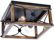 Load image into Gallery viewer, Open Square 14 in. 2-Light Painted Wood with Vintage Black Flush Mount