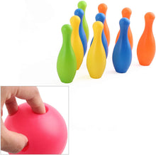 Load image into Gallery viewer, Vokodo Toy Bowling Set For Toddlers 12 Pieces Includes 10 Pins 2 Balls And Carrying Case Safe Educational Early Learning Colorful Active Play Sport Game Perfect Gift For Preschool Children Boys Girls
