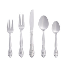 Load image into Gallery viewer, RiverRidge 5417-843-T Rose 46 Piece Monogrammed Flatware Set, LetterT, No size, Silver