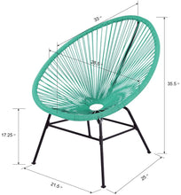 Load image into Gallery viewer, Patio Time Outdoor Furniture Metal Oval Weave Lounge Acapulco Sun Chairs (Set of 2, Turquoise)