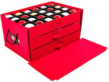 Load image into Gallery viewer, [Christmas Ornament Storage Box with Dividers] - (Holds 72 Ornaments up to 3 Inches in Diameter) | Acid-Free Removable Trays with Separators | 3 Removable Drawer Style Trays
