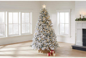 Home Accents Holiday 7.5 ft. Pre-Lit LED Flocked Mixed Pine Artificial Christmas Tree with 500 Warm White Lights