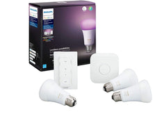 Load image into Gallery viewer, Philips Hue Phillips-HUE LED Lightbulbs 3-Bulb Starter Kit All Colrs in Rainbow &amp; White 4 Pound