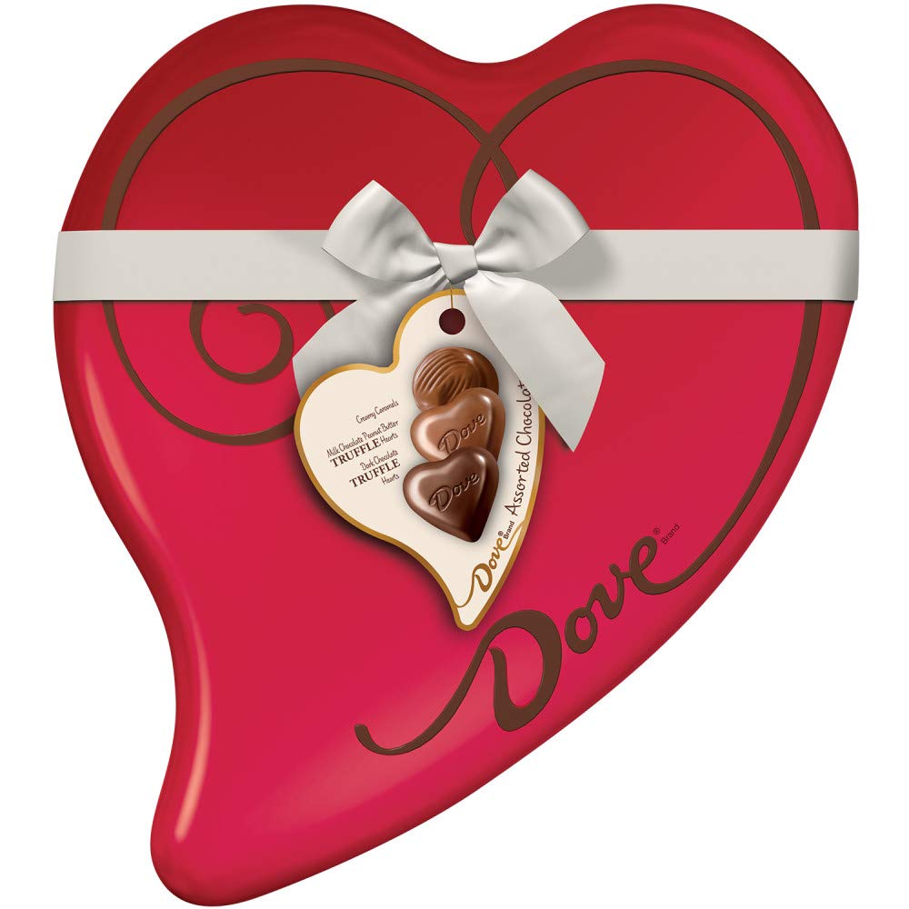 DOVE Valentine's Day Caramel Milk Chocolate Truffles Heart Gift Box 9.82-Ounce Tin 24 Pieces
