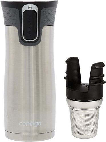 Contigo Autoseal West Loop, 16 oz with Contigo Stainless Steel Tea Infuser – Vacuum Insulated Stainless Steel Thermal Coffee Travel Mug – Autoseal Prevents Spills and Leaks