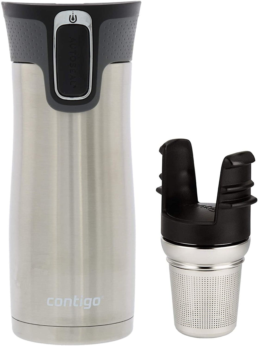 Contigo Autoseal West Loop, 16 oz with Contigo Stainless Steel Tea Infuser – Vacuum Insulated Stainless Steel Thermal Coffee Travel Mug – Autoseal Prevents Spills and Leaks
