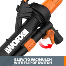 Load image into Gallery viewer, Worx WG509 TRIVAC 12 Amp 3-in-1 Electric Blower/Mulcher/Vacuum with Multi-Stage All Metal Mulching System