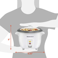 Load image into Gallery viewer, Maxi-Matic Electric Non-Stick Rice Cooker &amp; Steamer w/Automatic Keep Warm Makes Soups, Stews, Grains, Cereals, 6 Cooked (3 Cups Uncooked), White