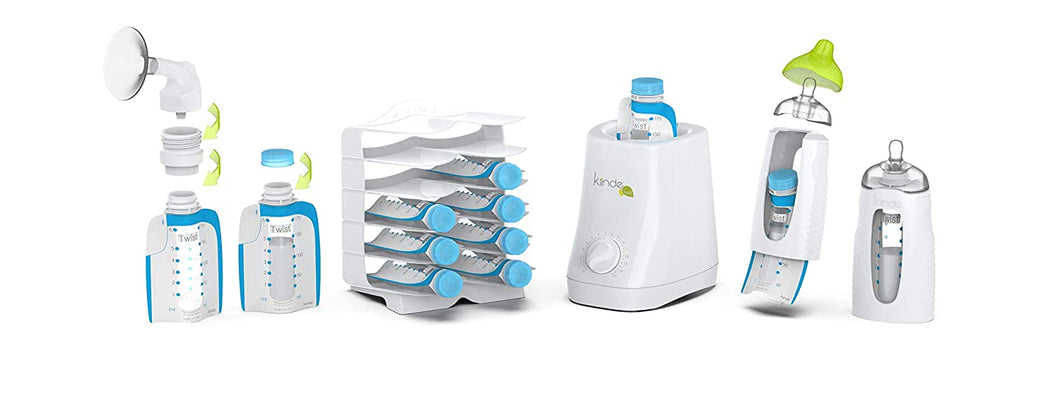 Kiinde Twist Universal Direct-Pump Feeding System and Warmer Gift Set for Breastmilk Collection, Freezing, Heating and Feeding, Free Foodi Starter Kit Included, New Mom Gift