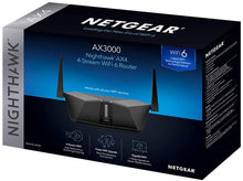 Load image into Gallery viewer, NETGEAR Nighthawk AX3000 4-Stream Dual-Band Wi-Fi 6 Router - RAX35-100NAS