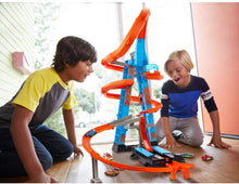 Load image into Gallery viewer, Hot Wheels Sky Crash Tower Track Set, 2.5+ ft / 83 cm High with Motorized Booster, Orange Track &amp; 1 Vehicle