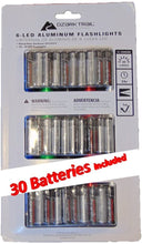 Load image into Gallery viewer, Ozark Trail 6-Led 5 different colors Aluminum Flashlights including 30 AAA Batteries - 10 Pack