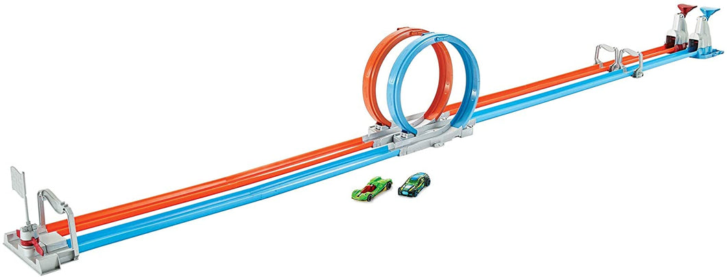 Hot Wheels Double Loop Dash Drag Racing with 2 Vehicles Playset