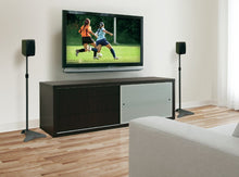 Load image into Gallery viewer, Atlantic Adjustable Height Speaker Stands - Set of 2 Holds Satellite Speakers, Adjustable Stand Height from 27&quot; to 48&quot;, Heavy Duty Powder Coated Aluminum with Wire Management PNSPSCUR47 in Titanium