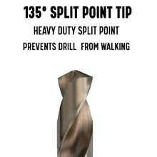 Load image into Gallery viewer, Drill America m42 Cobalt Reduced Shank Drill Bit (33/64&quot; - 1-1/2&quot;) Gold Oxide Finish, Split Point 135 Degree, D/ACO Series