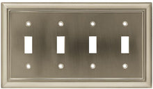 Load image into Gallery viewer, Hampton Bay Architectural Decorative Quadruple Switch Plate, Satin Nickel