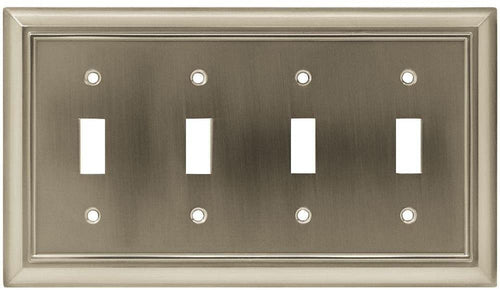Hampton Bay Architectural Decorative Quadruple Switch Plate, Satin Nickel