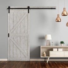 Load image into Gallery viewer, 36 in. x 84 in. Sandstone Oak K Design Solid Core Interior Barn Door with Rustic Hardware Kit