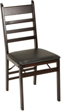 Load image into Gallery viewer, Cosco Wood Folding Chair with vinyl seat &amp; Ladder Back, 2 pack, Espresso
