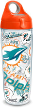 Load image into Gallery viewer, Tervis 1247947 NFL Miami Dolphins All Over Tumbler with Wrap and Orange Lid 24oz Water Bottle, Clear
