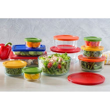 Load image into Gallery viewer, Pyrex 24 pc. Glass Storage Set with Color Lids, clear
