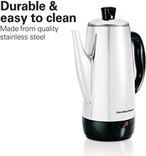 Load image into Gallery viewer, Hamilton Beach 12 Cup Electric Percolator Coffee Maker, Stainless Steel, Quick Brew (40616)