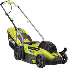 Load image into Gallery viewer, RYOBI P1140S-4X 13 in. ONE+ 18-Volt Lithium-Ion Cordless Battery Walk Behind Push Lawn Mower &amp; Leaf Blower- 4.0 Ah Battery/Charger