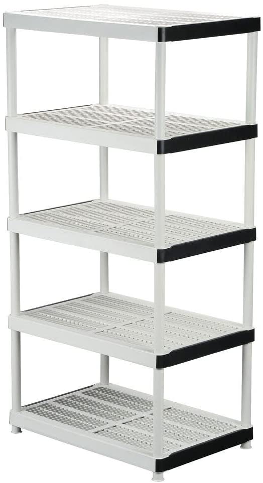 HDX 128974 36 in. W x 72 in. H x 24 in. D 5-Shelf Plastic Ventilated Storage Shelving Unit