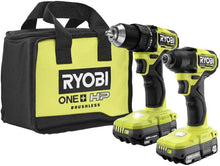Load image into Gallery viewer, Ryobi ONE+ HP 18V Brushless Cordless Compact 1/2 in. Drill and Impact Driver Kit with (2) 1.5 Ah Batteries, Charger and Bag