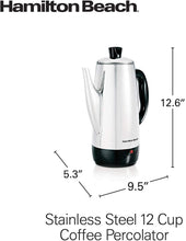 Load image into Gallery viewer, Hamilton Beach 12 Cup Electric Percolator Coffee Maker, Stainless Steel, Quick Brew (40616)