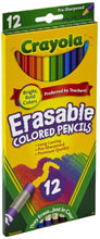 Load image into Gallery viewer, Crayola Erasable Colored Pencils, 12 Non-Toxic, Pre-Sharpened, Kids 4 &amp; Up, Assorted Colors