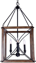 Load image into Gallery viewer, Open Cage 4-Light Painted Wood with Vintage Black Pendant