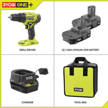 Load image into Gallery viewer, Ryobi P215K1 18-Volt ONE+ Lithium-Ion Cordless 1/2 in. Drill/Driver Kit with (2) 1.5 Ah Batteries, Charger, and Bag