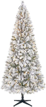 Load image into Gallery viewer, Home Accents Holiday 7.5 ft Wesley Long Needle Pine Flocked Slim LED Pre-Lit Tree with 350 SureBright Warm White Lights