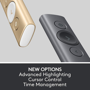(Discontinued) Logitech Spotlight Presentation Remote - Advanced Digital Highlighting with Bluetooth, Universal Compatibility, 30M Range and Quick Charging – Slate