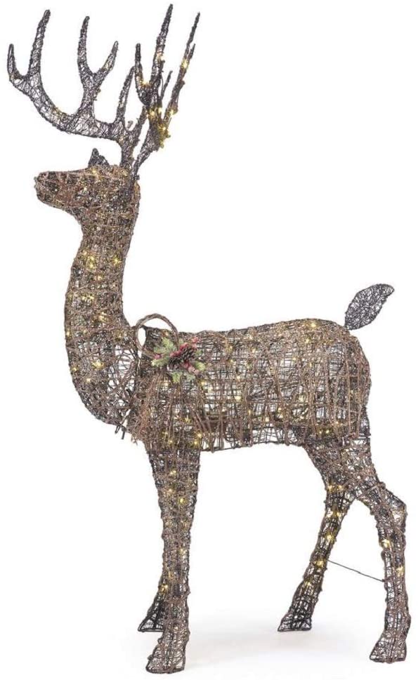 Home Accents 5.5 ft Meadow Frost Animated LED Brown Deer