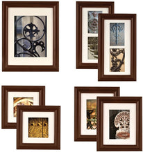 Load image into Gallery viewer, Pinnacle Frames and Accents Gallery Perfect 7 Piece Walnut Wood Photo Frame Wall Gallery Kit